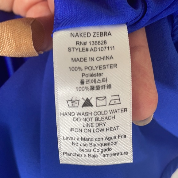 NWT Naked Zibra Blue Off the Shoulder Ruffle Dress - Picture 14 of 14